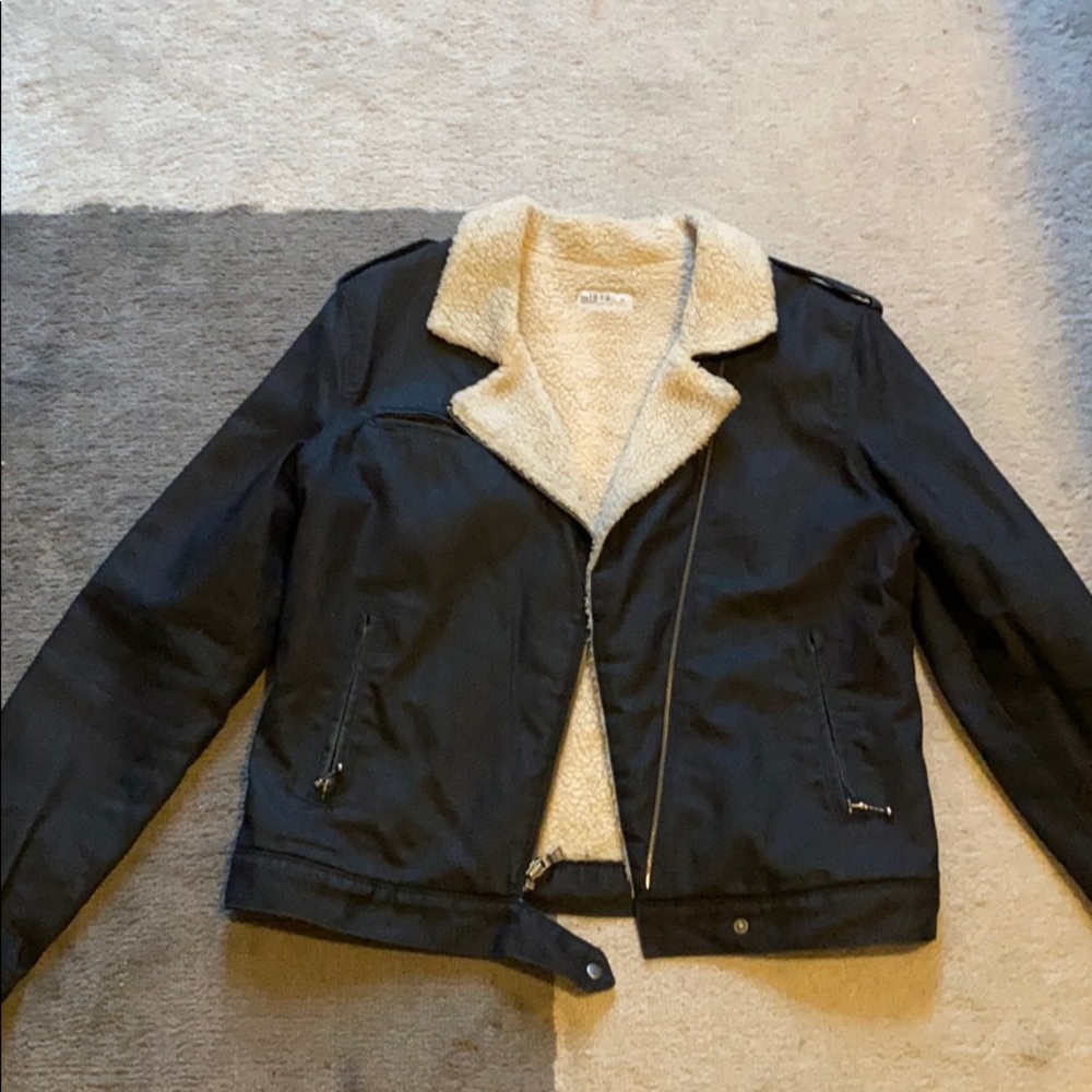 Fleece lined denim jacket